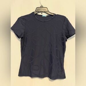 J. McLaughlin Women's Short  Sleeve Navy Blue Blouse Shirt Size Small